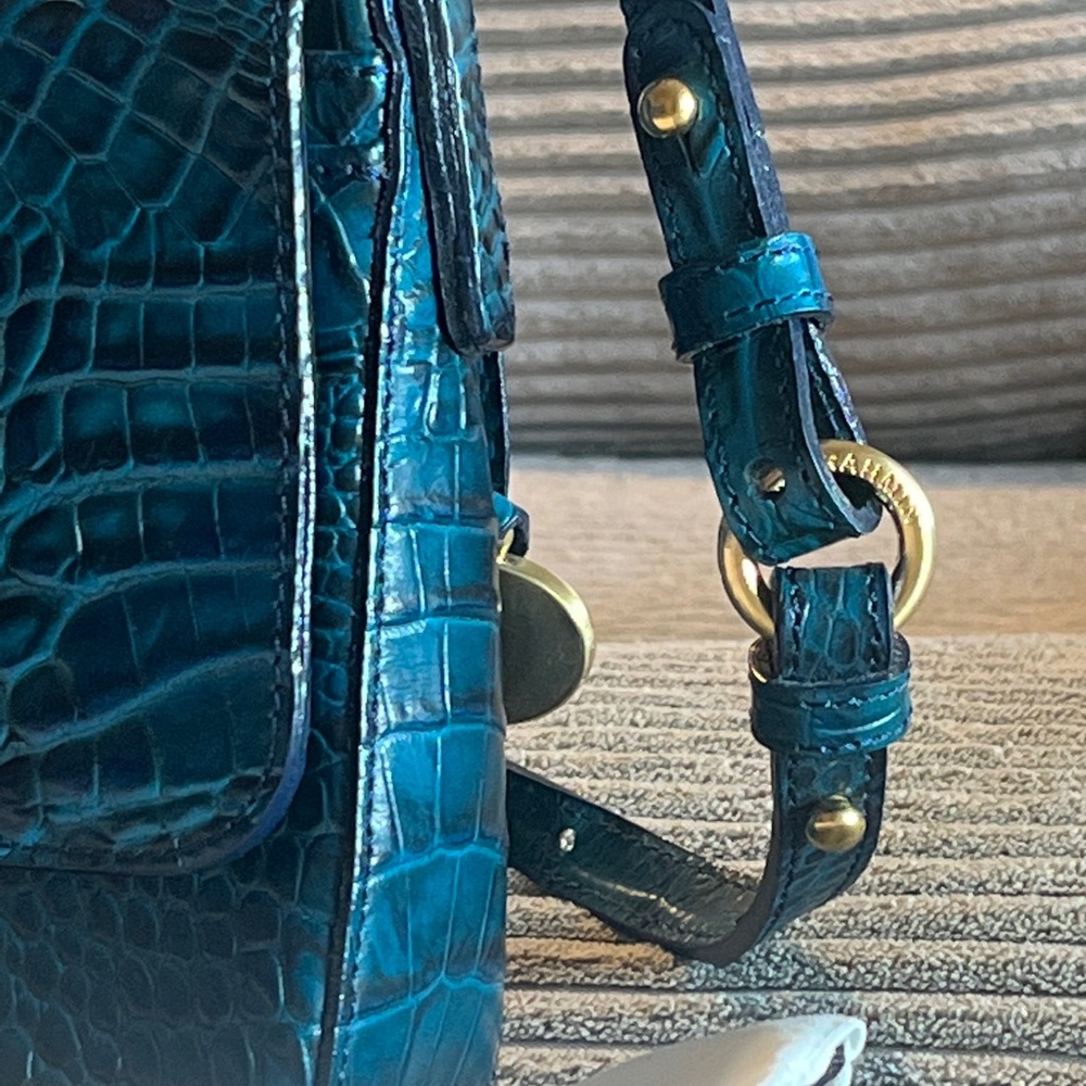 Brahmin Small Hallie Vibrant Azure  Top Handle Crossbody Bag NWOT - Picture 4 of 16